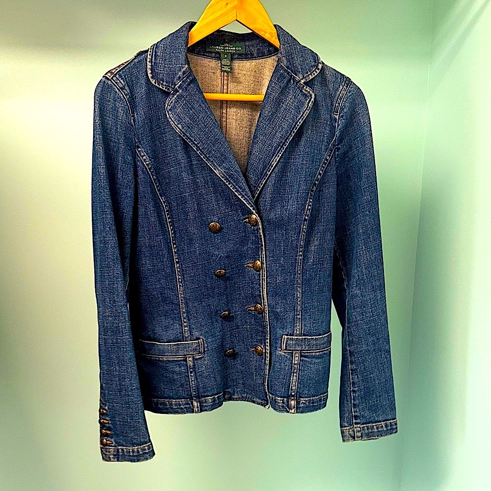 Lauren Ralph Lauren Navy Double-Breasted Jean Jacket